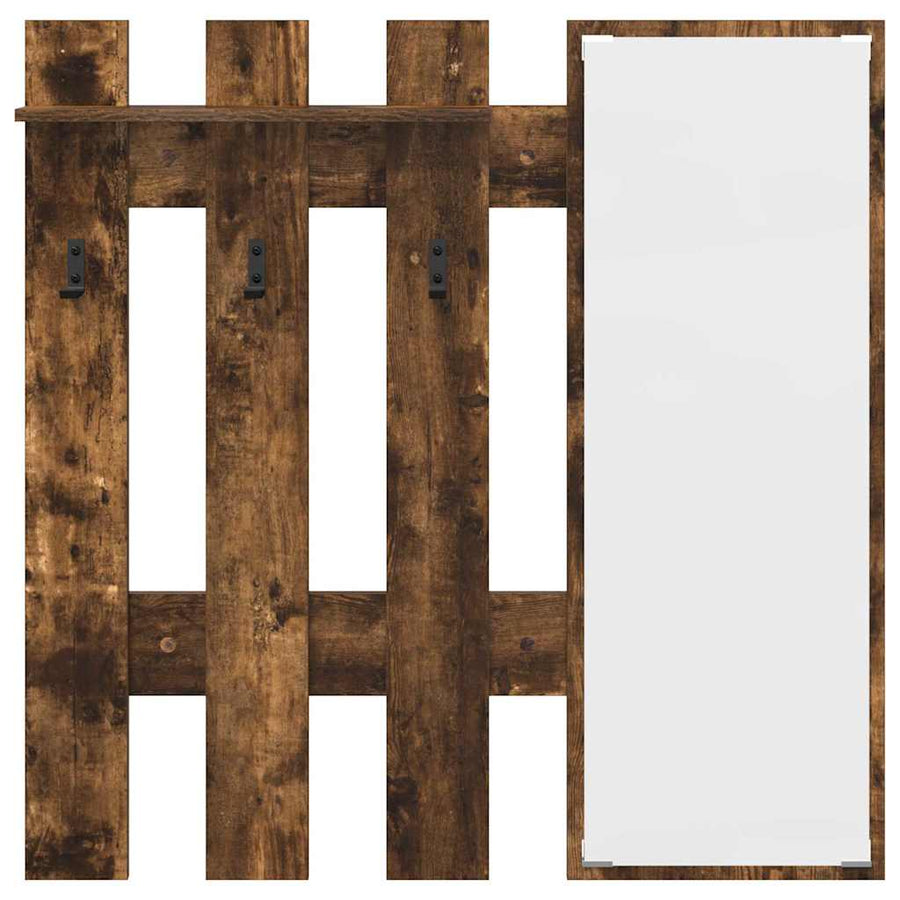 Wandgemonteerde Kapstok 100 X 10 X 100 Cm Gerookt eiken
