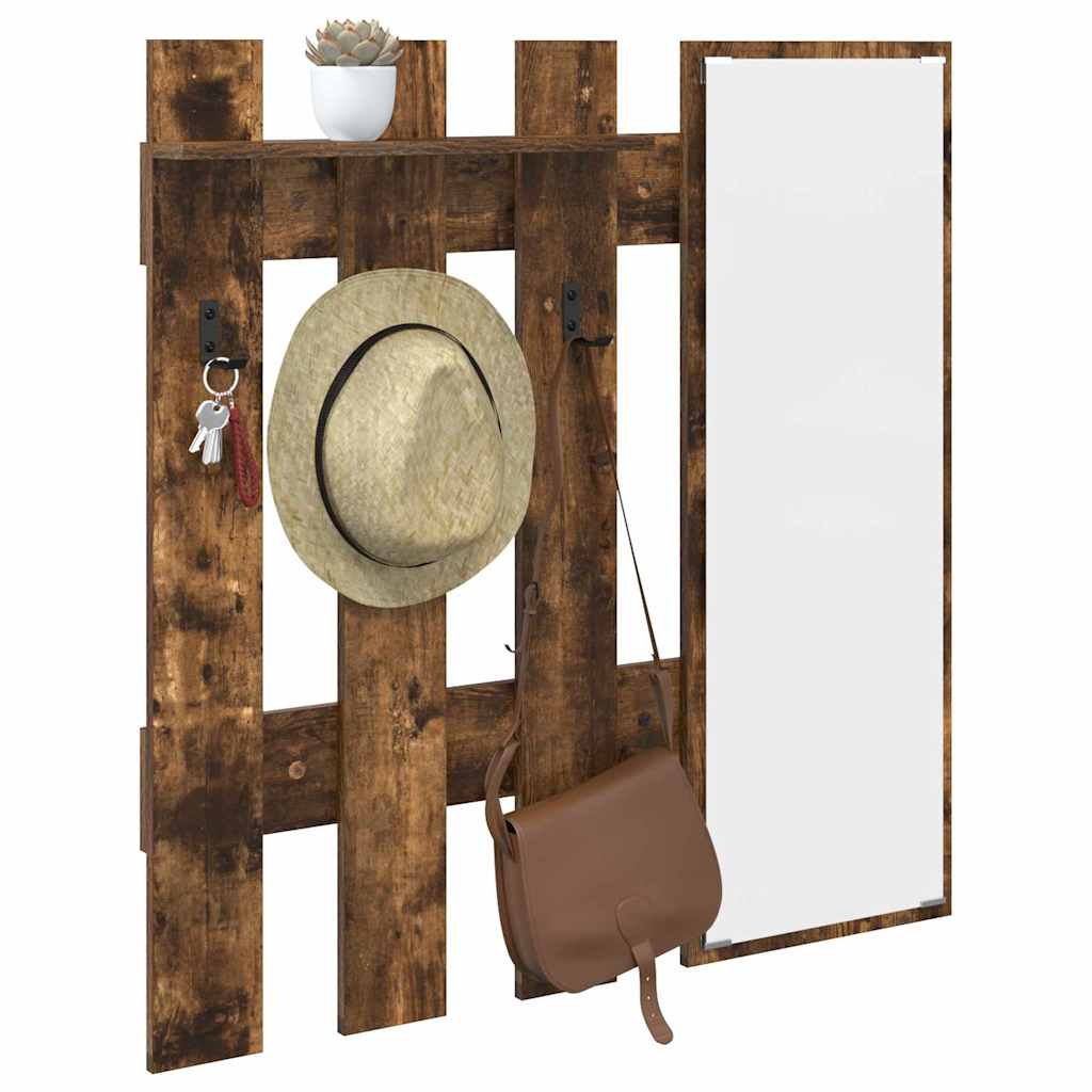 Wandgemonteerde Kapstok 100 X 10 X 100 Cm Gerookt eiken