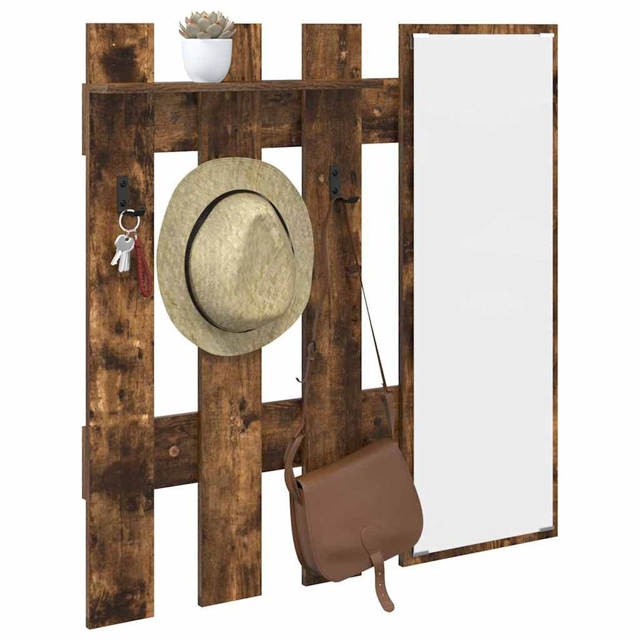 Wandgemonteerde Kapstok 100 X 10 X 100 Cm Gerookt eiken
