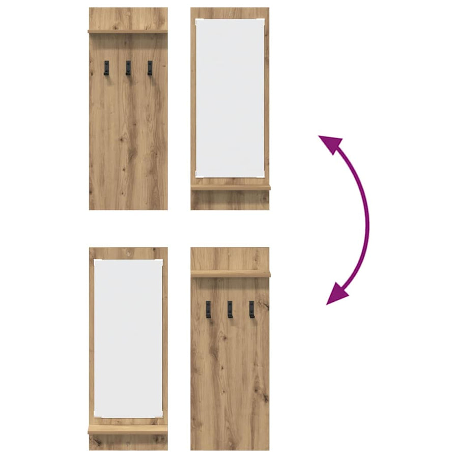 Wandgemonteerde kapstok met plank Artisan Eiken 70 x 10 x 90 cm