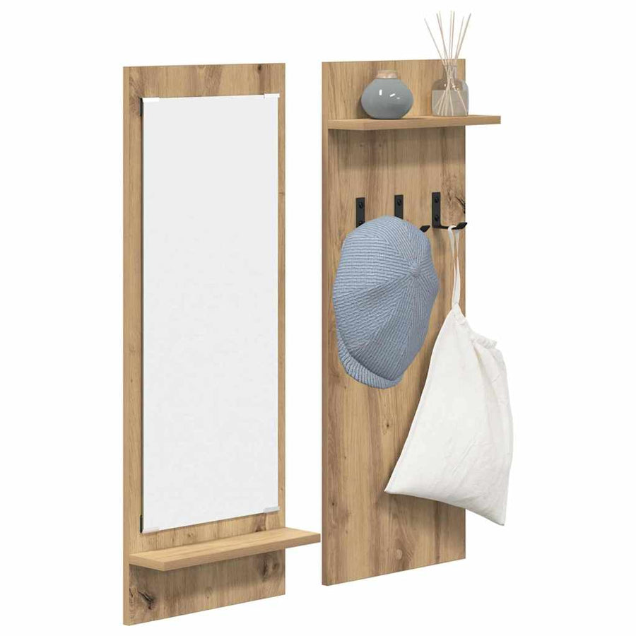 Wandgemonteerde kapstok met plank Artisan Eiken 70 x 10 x 90 cm