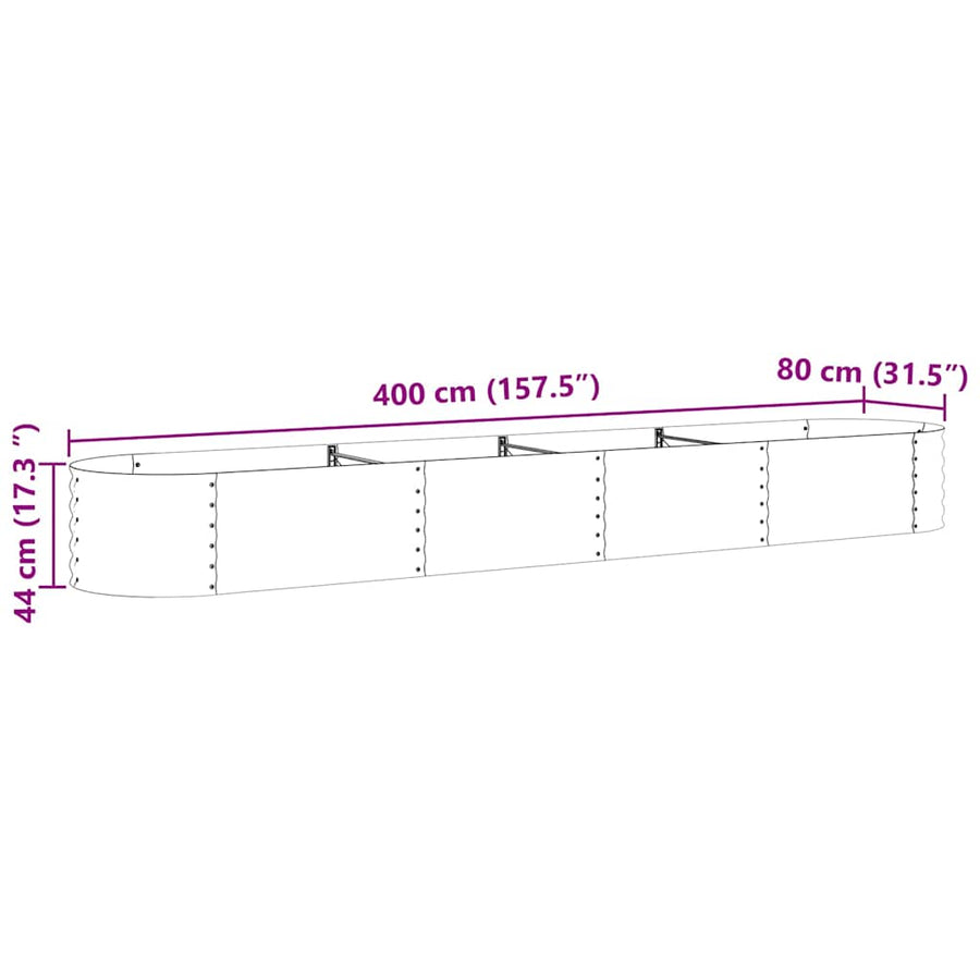 Verhoogd bed Bruin 400 x 80 x 44 cm Staal