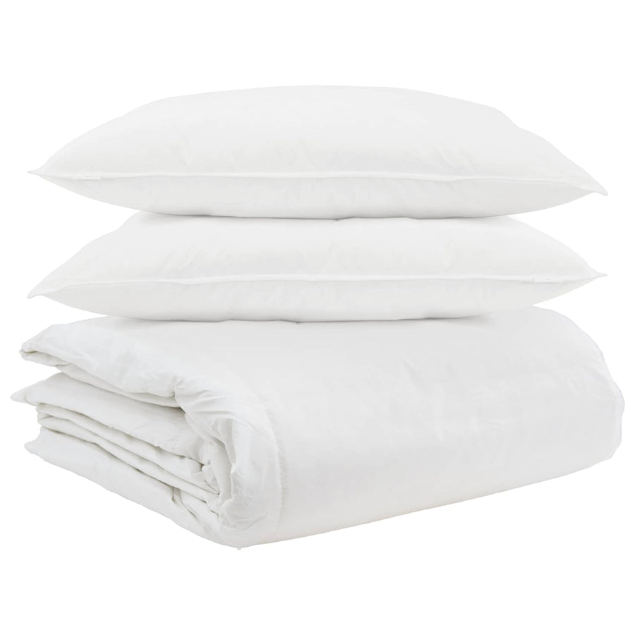 Dekbed Set Met Kussen 3 Pcs Wit Donsveertjes 200 x 220 cm 50 x 70 cm