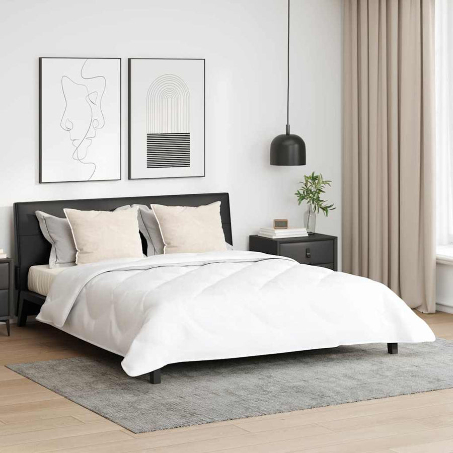 Dekbed met Kussens Geruit 3 pcs Wit 200 x 200 cm Microfibre