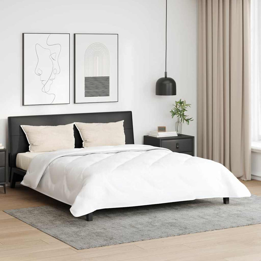 Dekbed met Kussens Geruit 3 pcs Wit 240 x 200 cm Microfibre