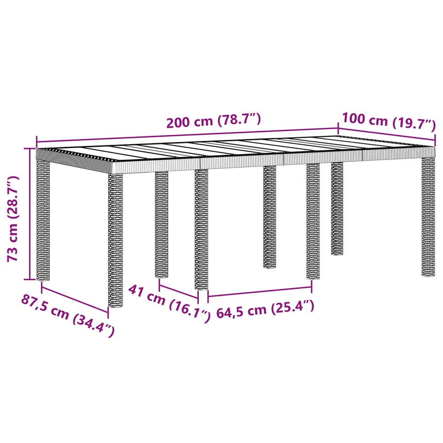 Tuinstafel Bruin 200 x 100 x 73 cm poly rattan