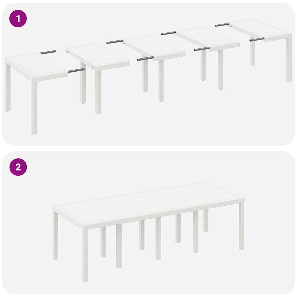 Tuinstafel Wit 250 x 100 x 73 cm poly rattan