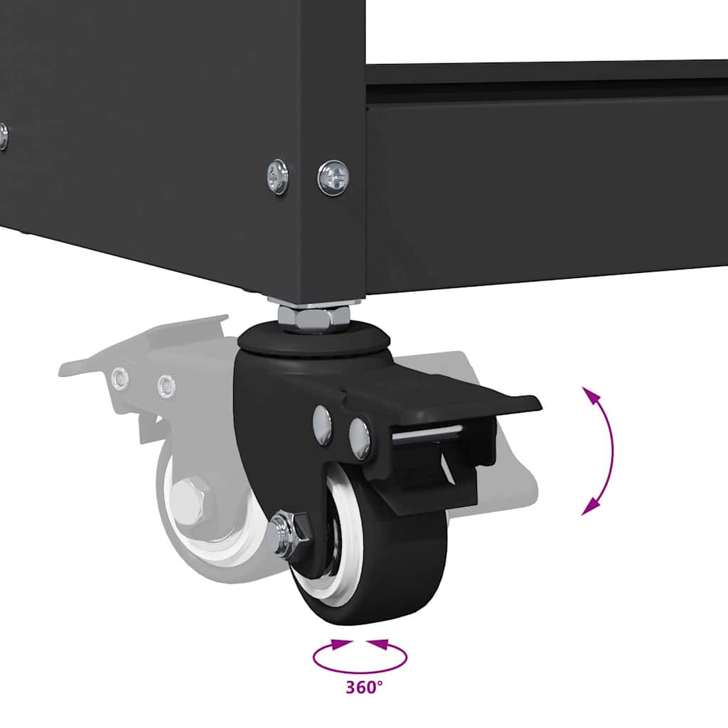Gereedschapswagen met plank met wiel met opslag Zwart 75 x 35 x 73 cm Metaal