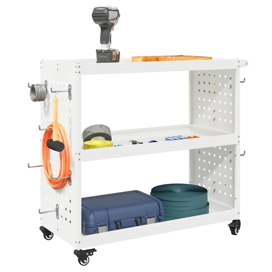 Gereedschapswagen Wit 75 x 35 x 73 cm Poedergecoat staal