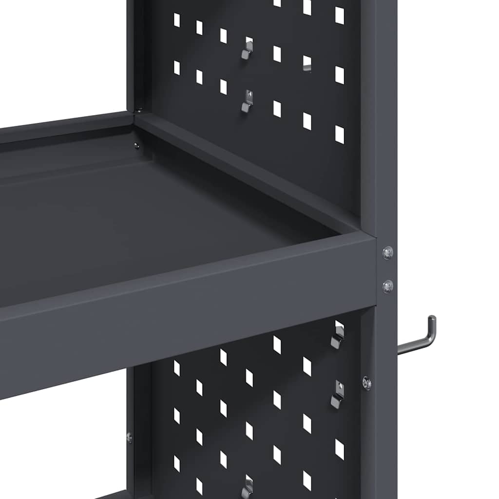 Gereedschapswagen met plank met wiel met opslag Antraciet 75 x 35 x 73 cm Metaal
