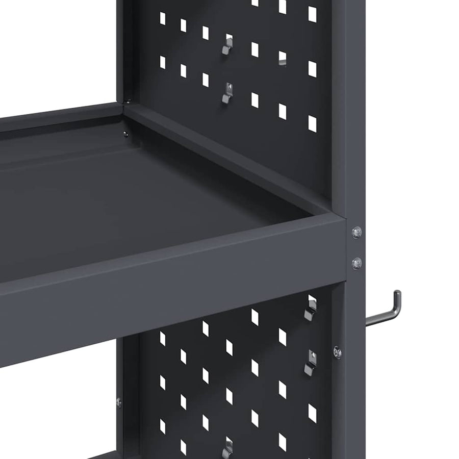 Gereedschapswagen met plank met wiel met opslag Antraciet 75 x 35 x 73 cm Metaal