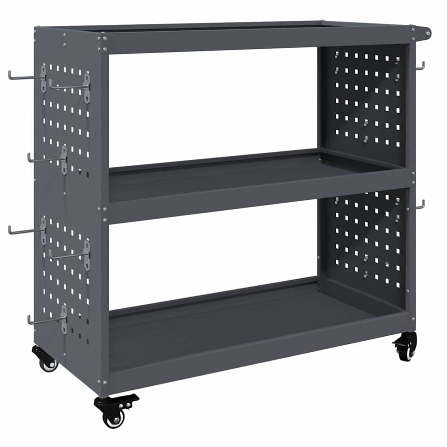 Gereedschapswagen met plank met wiel met opslag Antraciet 75 x 35 x 73 cm Metaal
