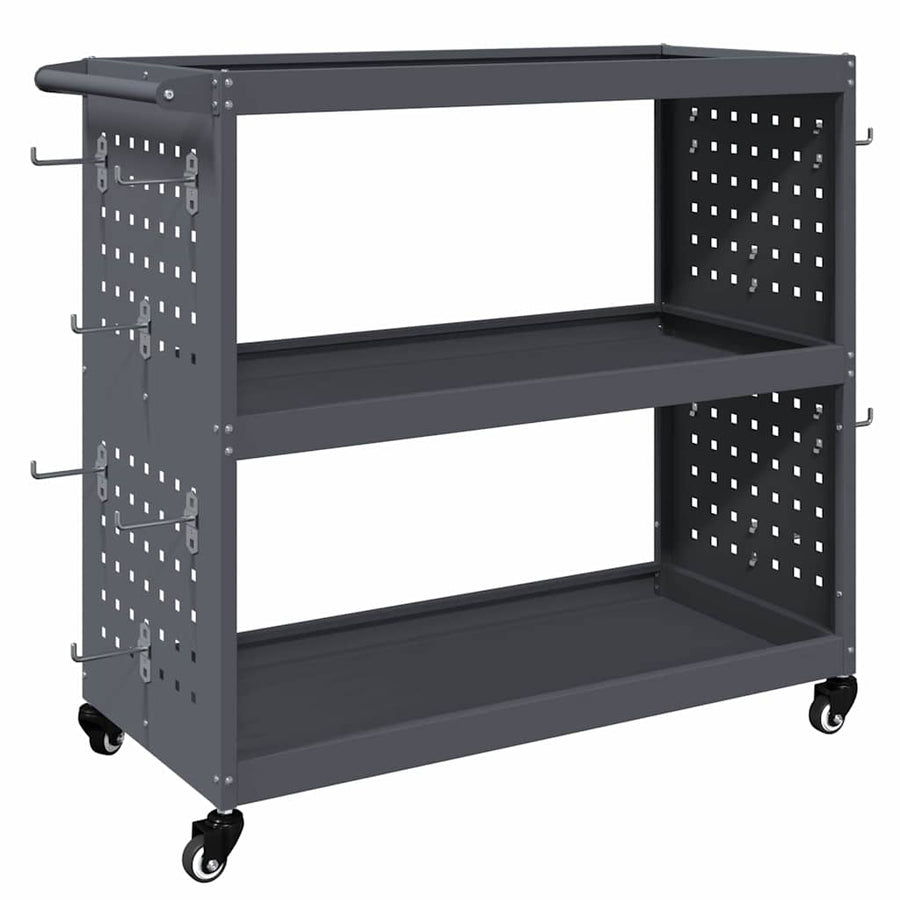 Gereedschapswagen met plank met wiel met opslag Antraciet 75 x 35 x 73 cm Metaal