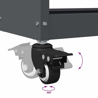 Gereedschapswagen met plank met wiel met opslag Antraciet 75 x 35 x 73 cm Metaal