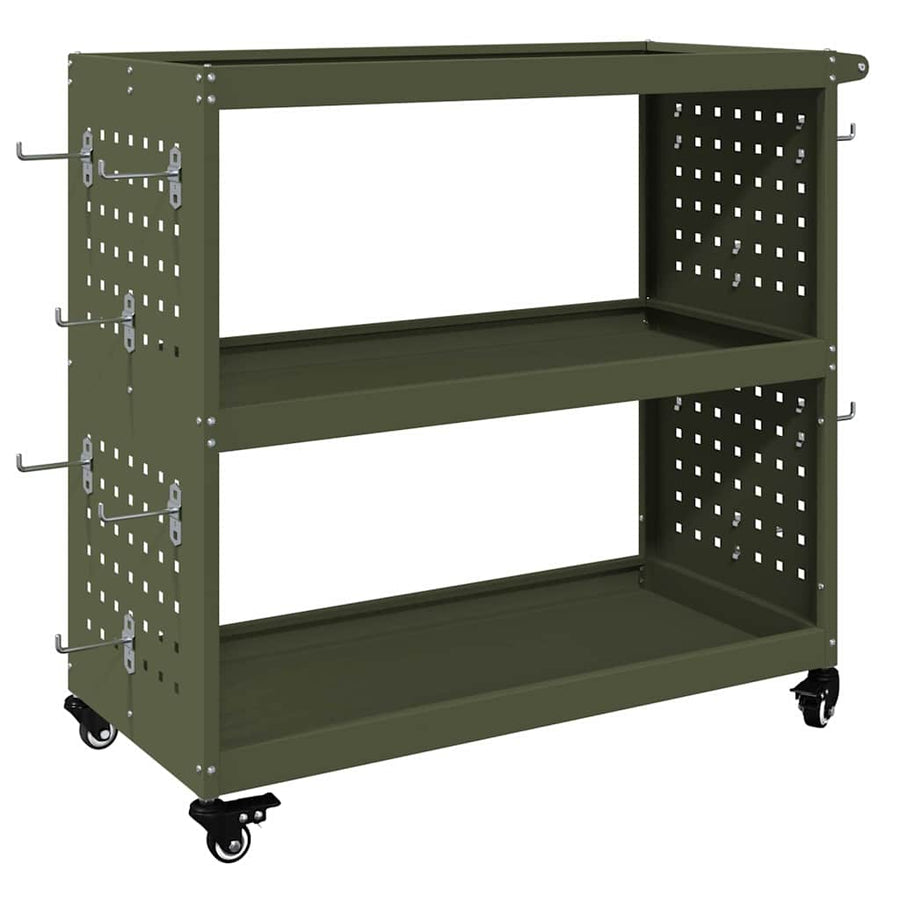 Gereedschapswagen Olijfgroen 75 x 35 x 73 cm Poedergecoat staal