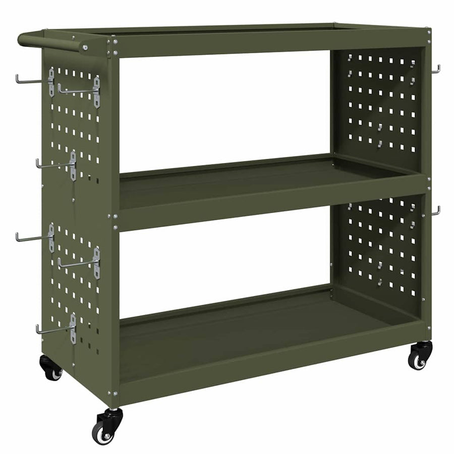 Gereedschapswagen Olijfgroen 75 x 35 x 73 cm Poedergecoat staal