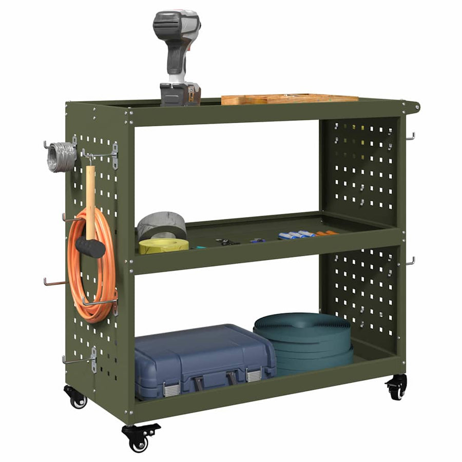 Gereedschapswagen Olijfgroen 75 x 35 x 73 cm Poedergecoat staal