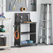 Gereedschapswagen 65x35x111 cm zwart koudgewalst staal