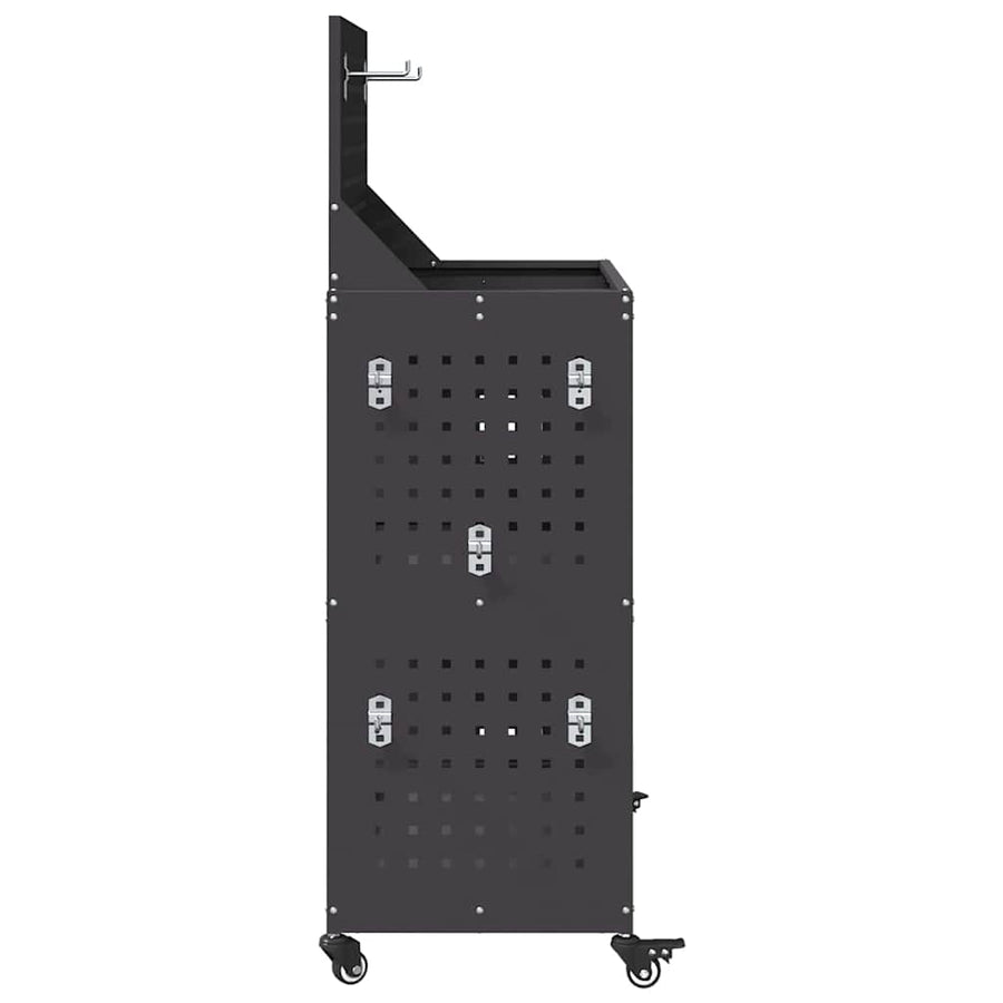 Gereedschapswagen met plank met wiel met opslag Zwart 65 x 35 x 111 cm Metaal