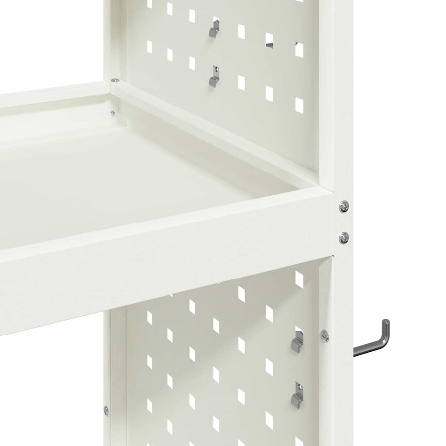 Gereedschapswagen met plank met wiel met opslag Wit 65 x 35 x 111 cm Metaal
