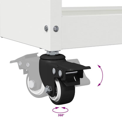 Gereedschapswagen met plank met wiel met opslag Wit 65 x 35 x 111 cm Metaal