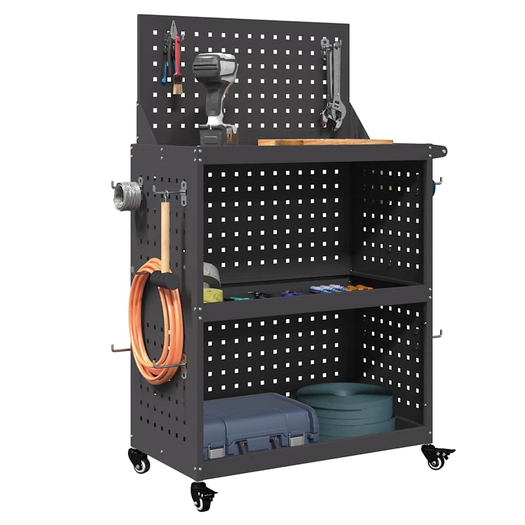 Gereedschapswagen Zwart 65 x 35 x 111 cm Poedergecoat staal