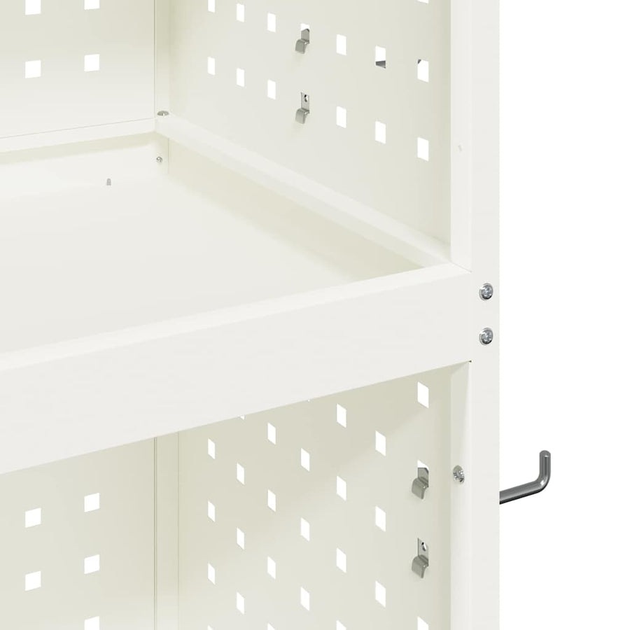 Gereedschapswagen met plank met wiel met opslag Wit 65 x 35 x 111 cm Metaal