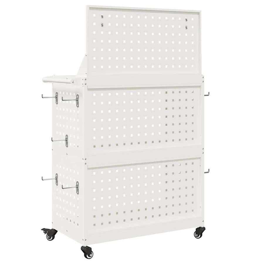 Gereedschapswagen met plank met wiel met opslag Wit 65 x 35 x 111 cm Metaal