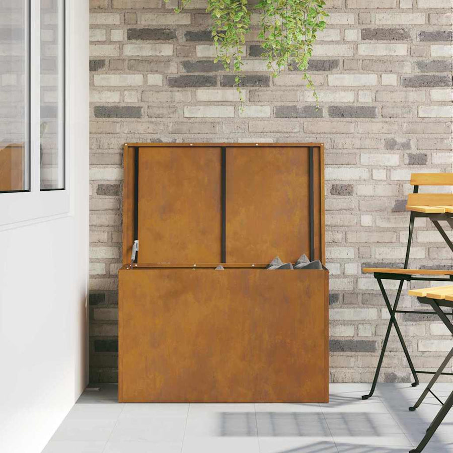 Buitenopslagdoos met opslag Bruin 80 x 50.5 x 50 cm Cortenstaal