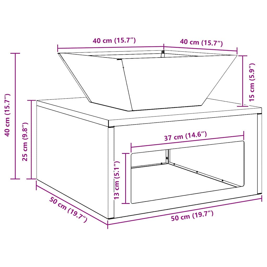 Vuurkorf Zwart 50 x 50 x 40 cm Staal