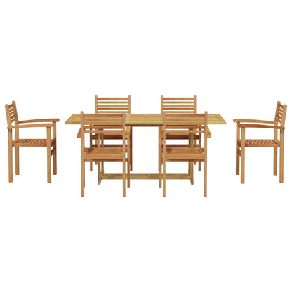 Tuin eettafelset 7 pcs Bruin Massief Teakhout
