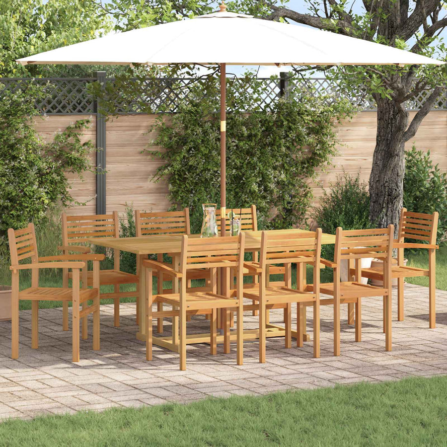 Tuin eettafelset 9 pcs Bruin Massief Teakhout