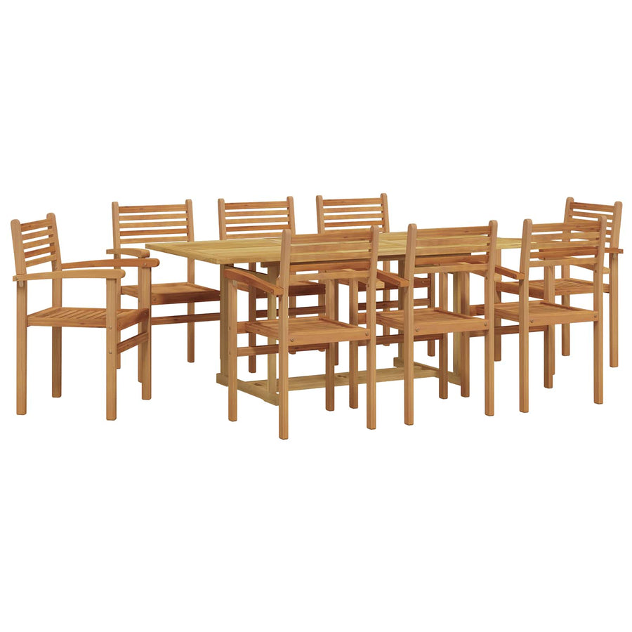 Tuin eettafelset 9 pcs Bruin Massief Teakhout