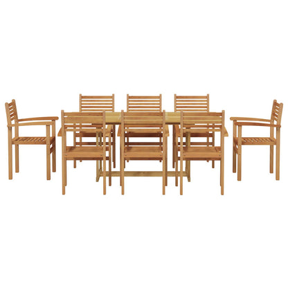 Tuin eettafelset 9 pcs Bruin Massief Teakhout