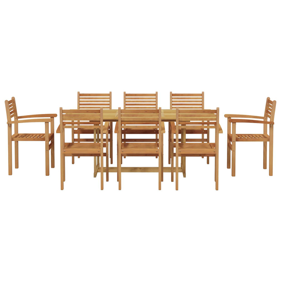 Tuin eettafelset 9 pcs Bruin Massief Teakhout