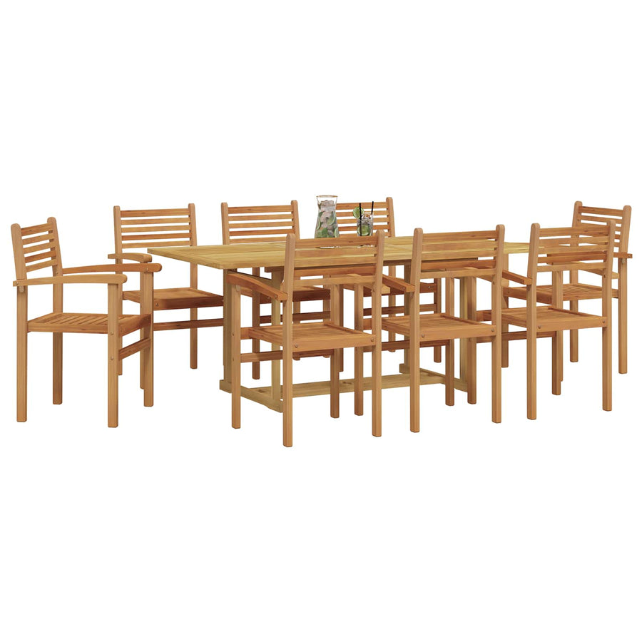 Tuin eettafelset 9 pcs Bruin Massief Teakhout