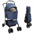 Foldable Pet Stroller Blue 81 x 47 x 99 cm Polyester