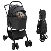 Huisdierenwagen opvouwbaar 81x47x99 cm zwart