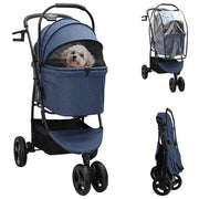Huisdierenwagen opvouwbaar blauw 78x54x101 cm