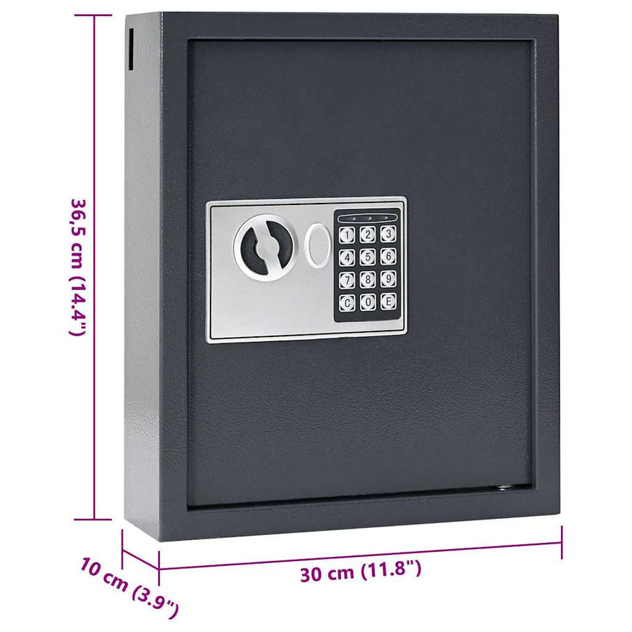 Digitale kluis met slot Donkergrijs 30 x 10 x 36,5 cm Staal