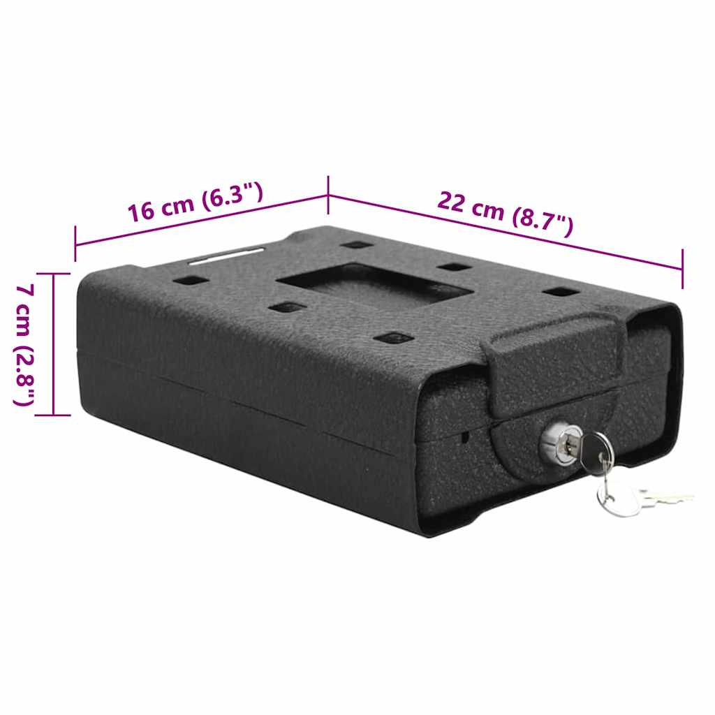 Auto Safe met slot Zwart 22 x 16 x 7 cm Staal
