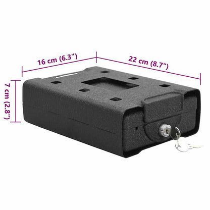 Auto Safe met slot Zwart 22 x 16 x 7 cm Staal