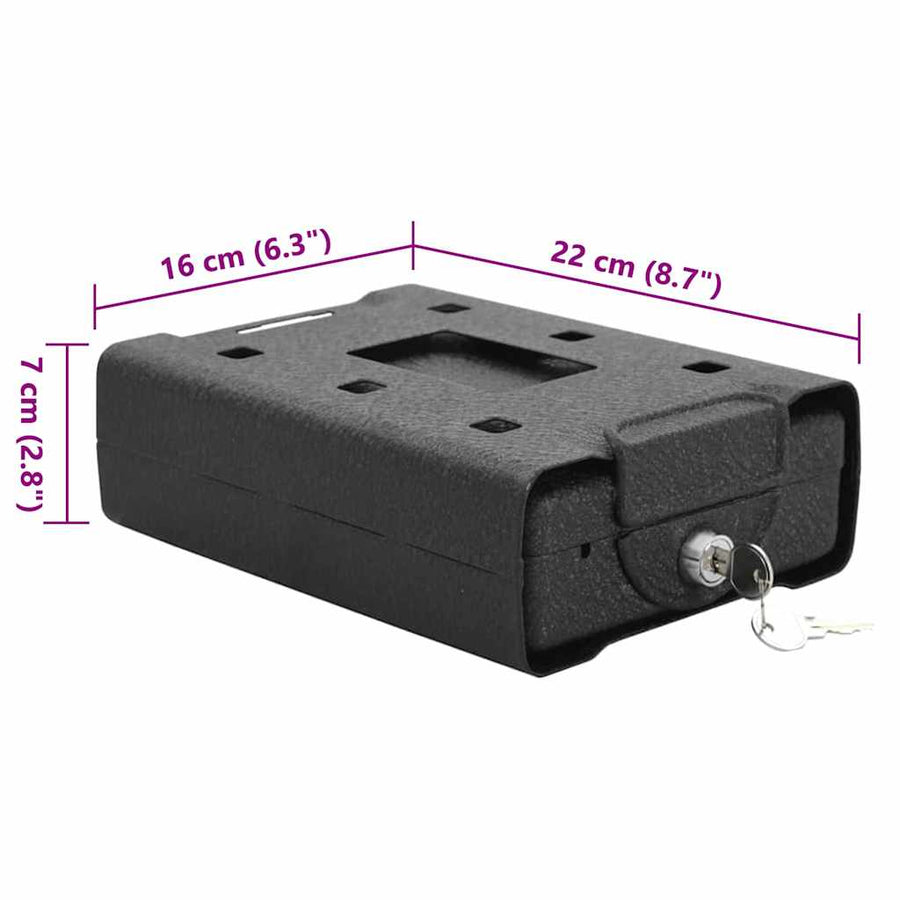 Auto Safe met slot Zwart 22 x 16 x 7 cm Staal