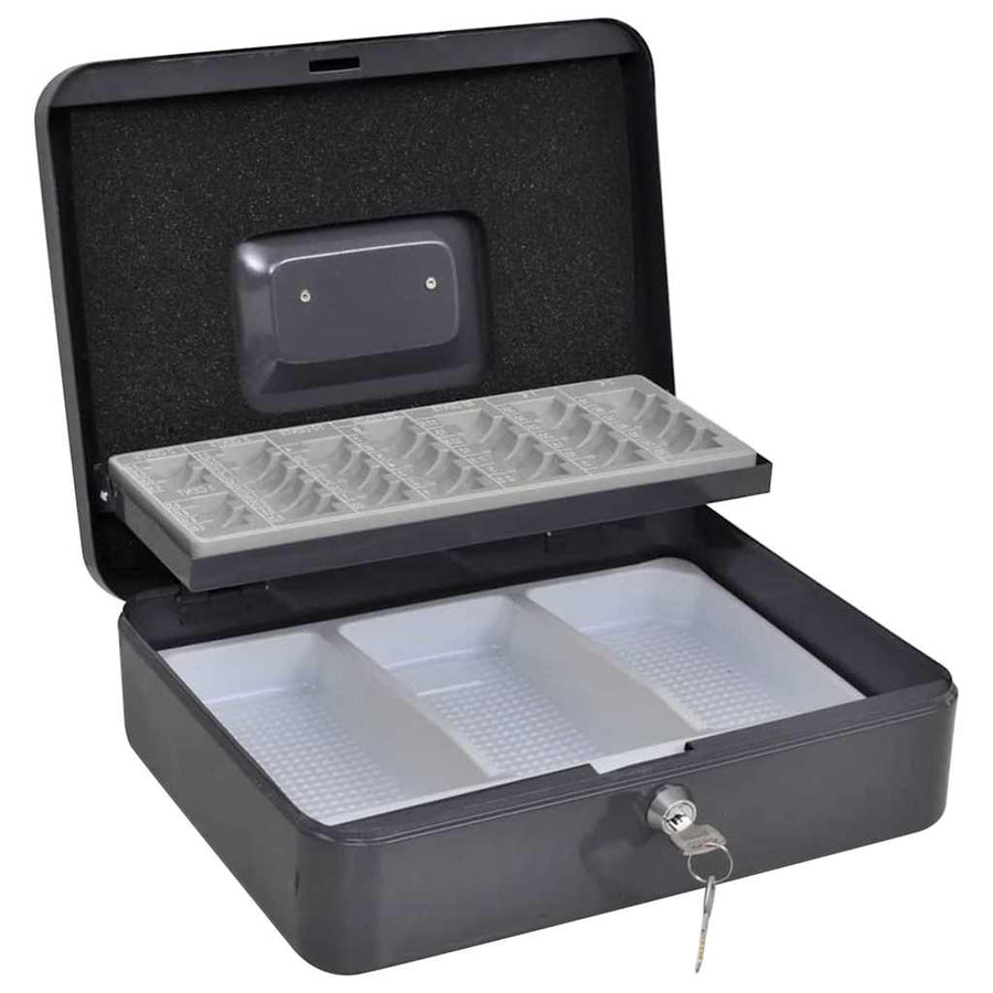 Cash Box met slot Donkergrijs 30 x 24 x 9 cm Staal