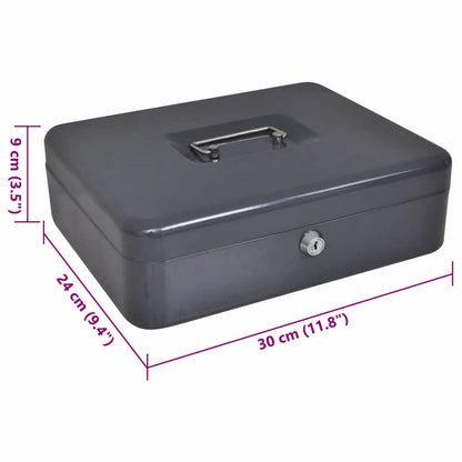 Cash Box met slot Donkergrijs 30 x 24 x 9 cm Staal