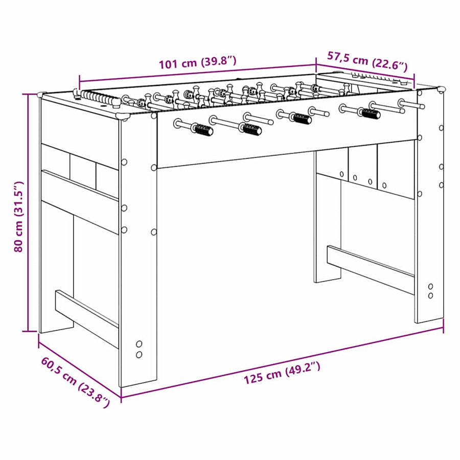Honkbaltafel Wit 125 x 60,5 x 80 cm Bewerkt hout