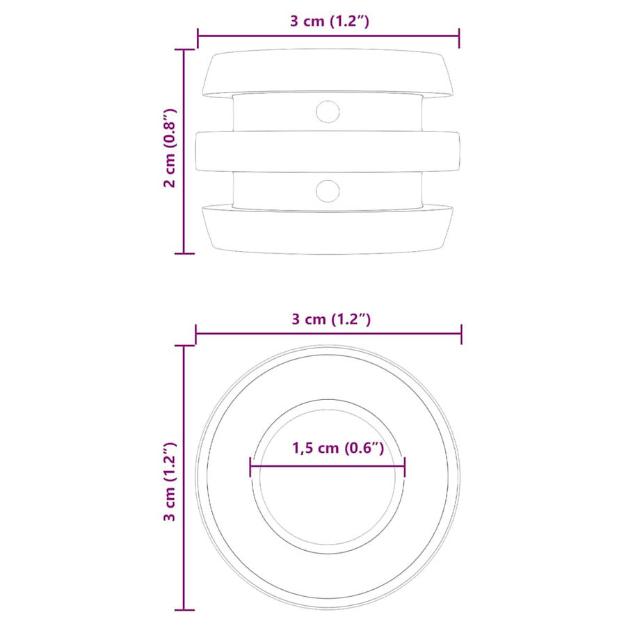 Voetbaltafel Bumpers 3 x 3 x 2 cm Stang 16 pcs Zwart