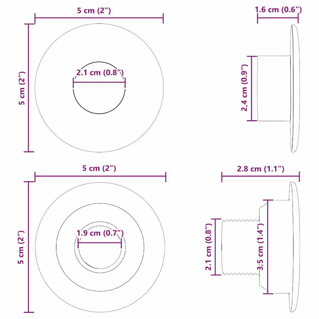 Voetbaltafel lagers voor 5 x 5 x 2.8 cm staf 10 pcs