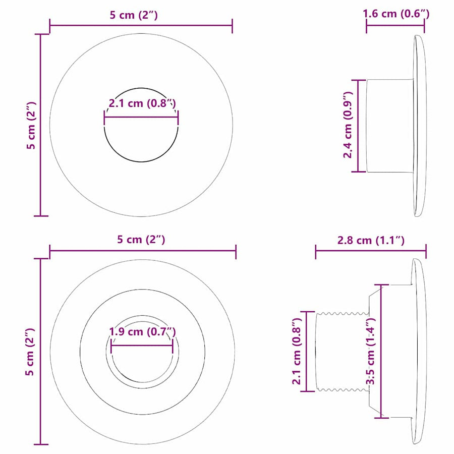 Voetbaltafel lagers voor 5 x 5 x 2.8 cm staf 10 pcs