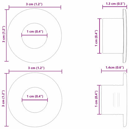 Voetbal Tafel Stoppers 10 pcs Wit 3 x 3 x 2 cm HIPS